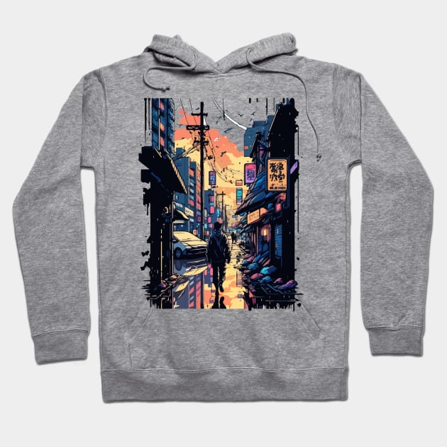 Japanese Street Cyberpunk Tokyo Streetwear Hoodie by vectrus